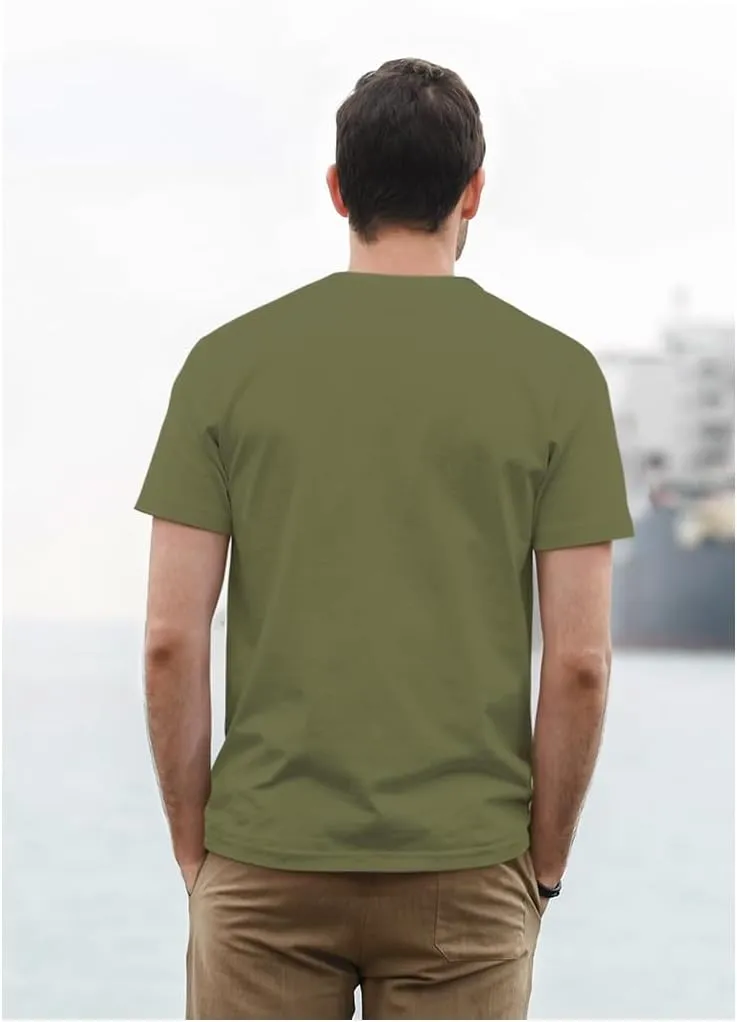 100% Cotton Men's Plain Short Sleeve Crew Neck T-Shirt, Regular Fit Casual T Shirt Tops, Basic Tees, Tshirt