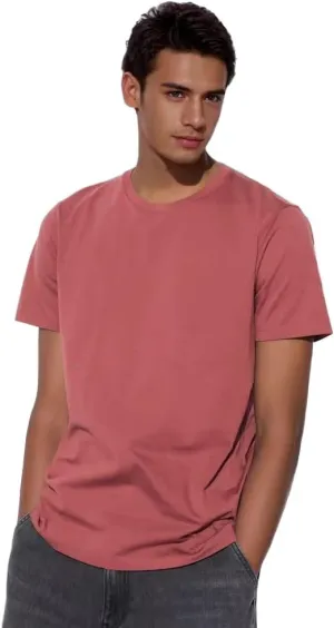 100% Cotton Men's Plain Short Sleeve Crew Neck T-Shirt, Regular Fit Casual T Shirt Tops, Basic Tees, Tshirt