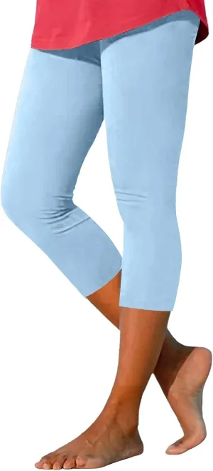 aihihe Women's Capri Leggings High Waist Workout Yoga Pants 3/4 Length Summer Casual Beach Pants Soft Comfy Cropped Trousers
