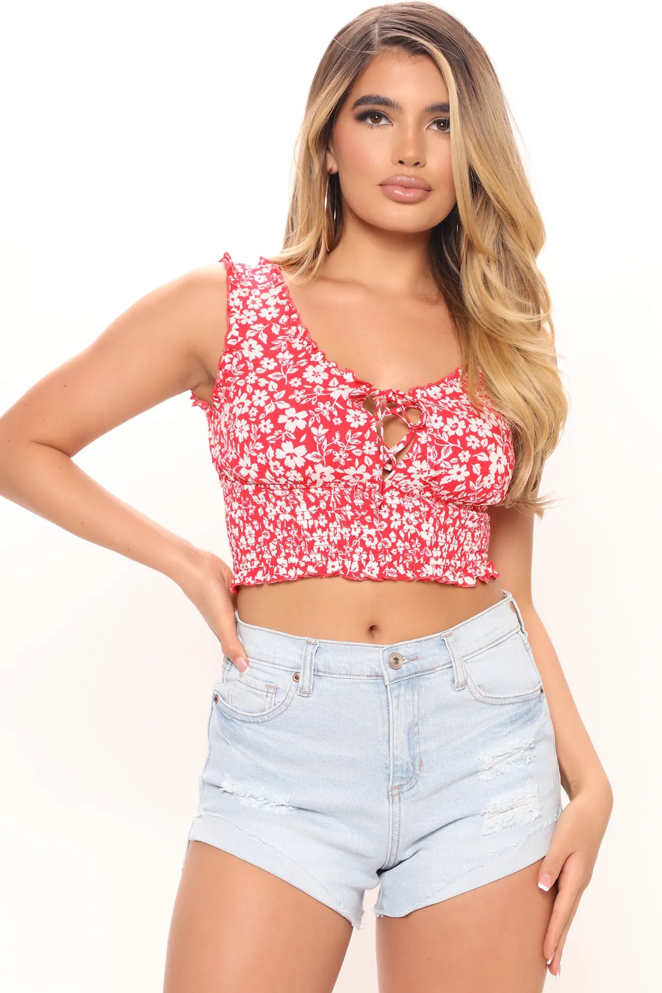 Arie Crop Tank Top - Red