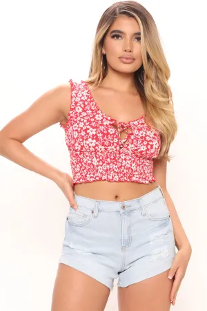 Arie Crop Tank Top - Red
