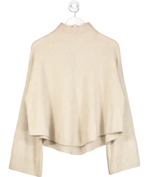 Arket Beige Mock-neck Cashmere-wool Jumper UK S