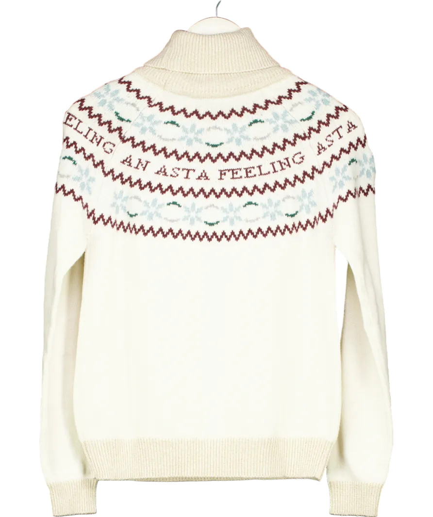 ASTA RESORT Cream Jemima Merino / Cashmere Fair Isle Sweater - Ecru UK M