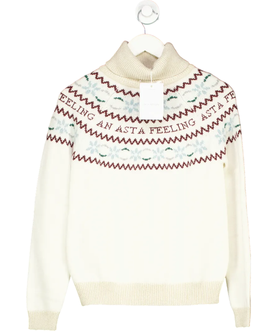 ASTA RESORT Cream Jemima Merino / Cashmere Fair Isle Sweater - Ecru UK M