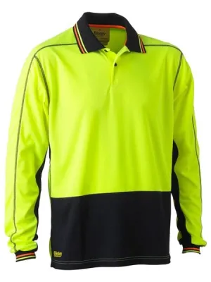 Bisley Hi Vis Polyester Mesh Long Sleeve Polo
