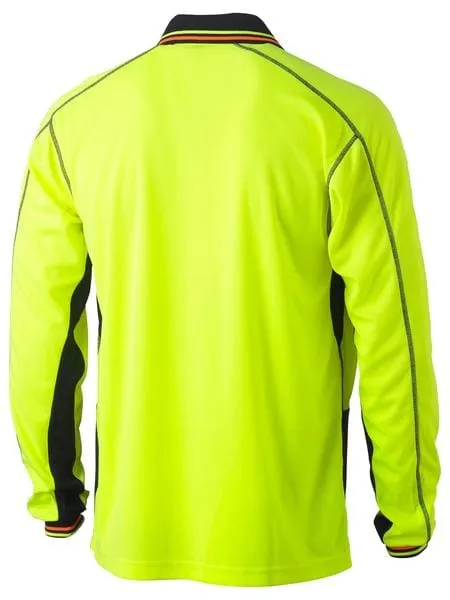 Bisley Hi Vis Polyester Mesh Long Sleeve Polo