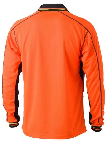 Bisley Hi Vis Polyester Mesh Long Sleeve Polo