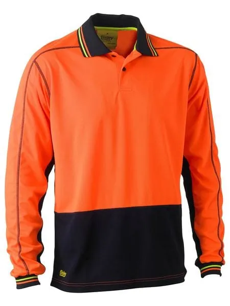 Bisley Hi Vis Polyester Mesh Long Sleeve Polo