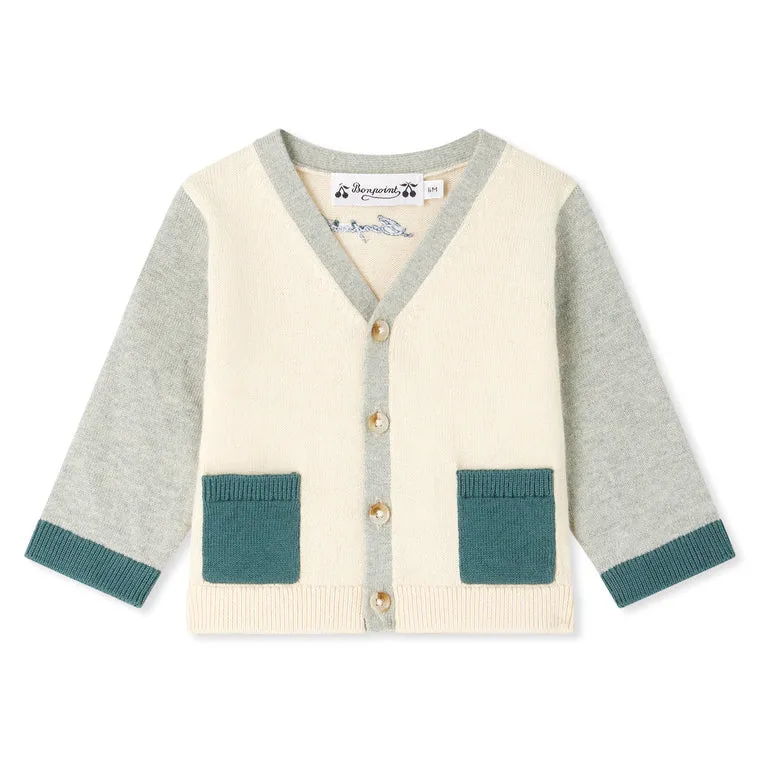 BONPOINT Tahiel Two-Tone Baby Cardigan