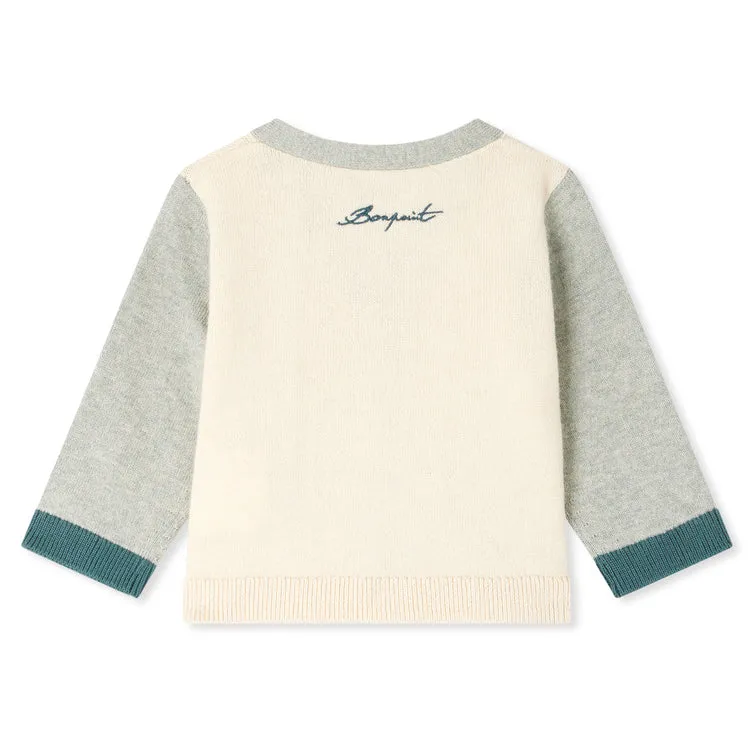 BONPOINT Tahiel Two-Tone Baby Cardigan