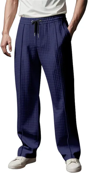 Casual Pants for Men Waffle Knit Yoga Pants Soft Lightweight Sweatpants Golf Work Business Slacks Summer Beach Trousers