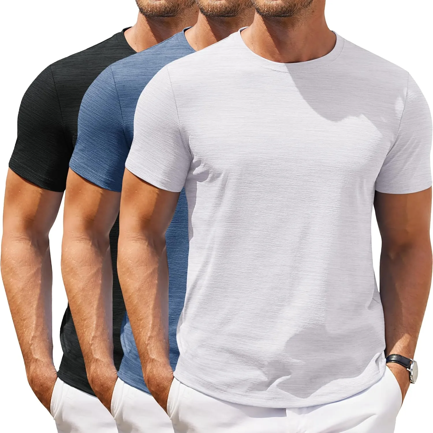 COOFANDY Mens Crew Neck T Shirt Short Sleeve Casual Summer Basic Tee Muscle Slim Fit Workout T-Shirt