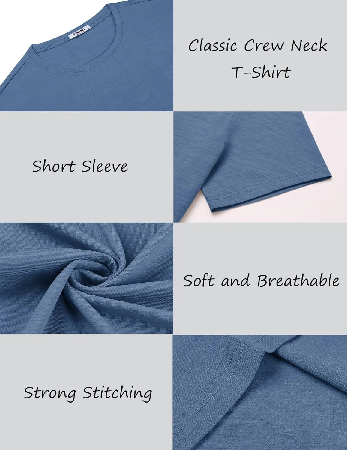 COOFANDY Mens Crew Neck T Shirt Short Sleeve Casual Summer Basic Tee Muscle Slim Fit Workout T-Shirt
