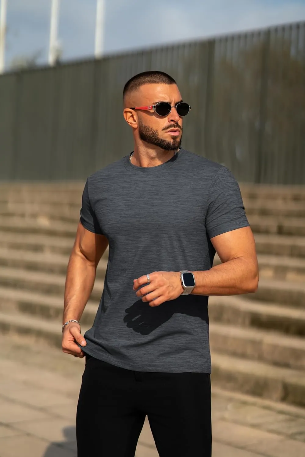 COOFANDY Mens Crew Neck T Shirt Short Sleeve Casual Summer Basic Tee Muscle Slim Fit Workout T-Shirt