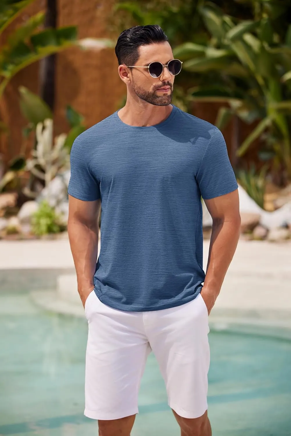 COOFANDY Mens Crew Neck T Shirt Short Sleeve Casual Summer Basic Tee Muscle Slim Fit Workout T-Shirt