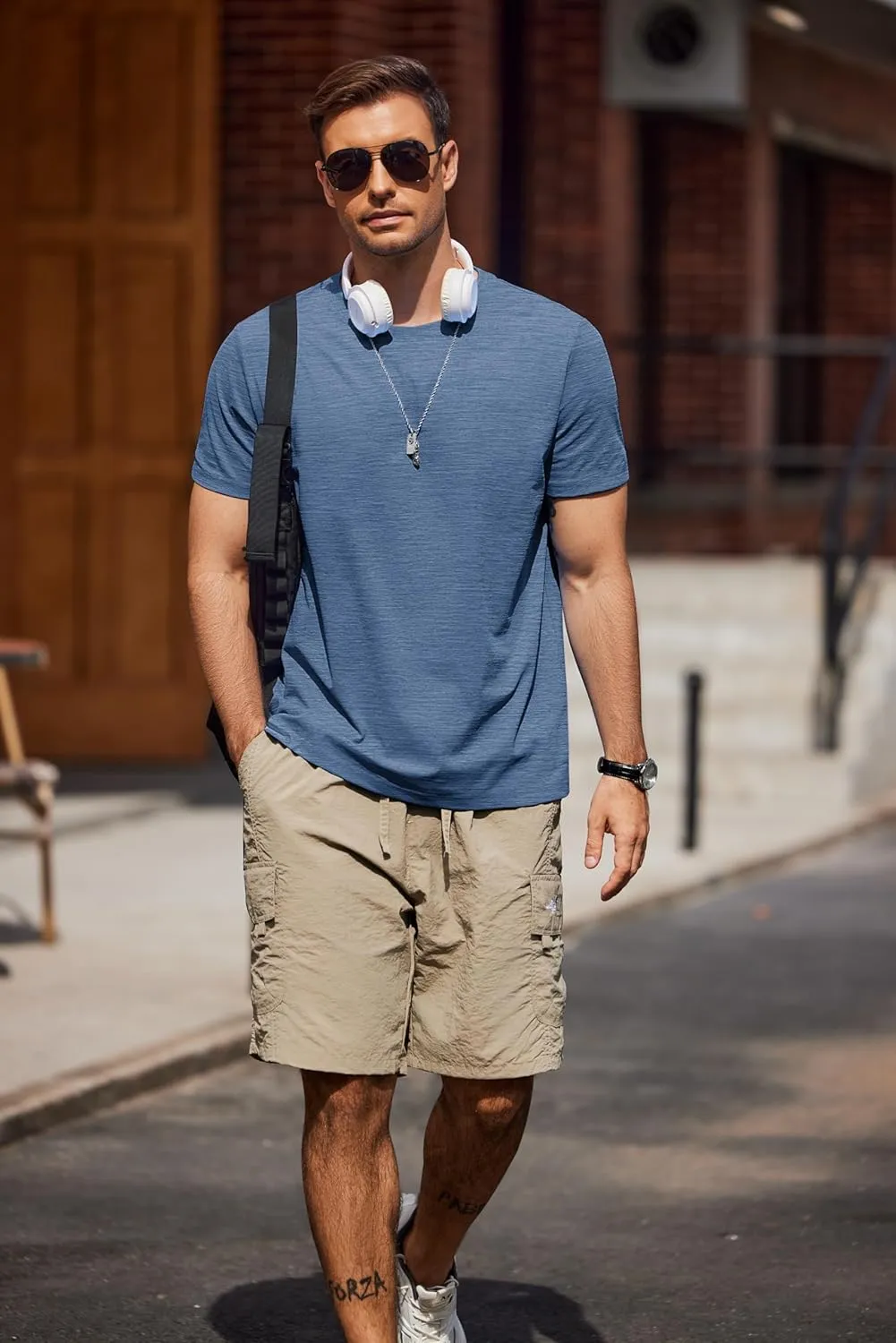 COOFANDY Mens Crew Neck T Shirt Short Sleeve Casual Summer Basic Tee Muscle Slim Fit Workout T-Shirt