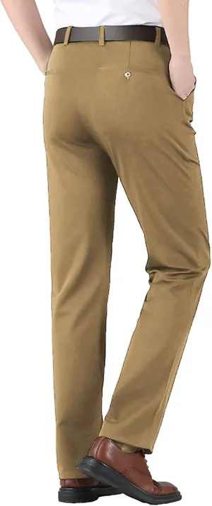 CRNTCEM Mens Straight Chino Pants Slim Fit Work Dress Pants Summer Thin Casual Sports Golf Trousers Soft Business Suit Pants
