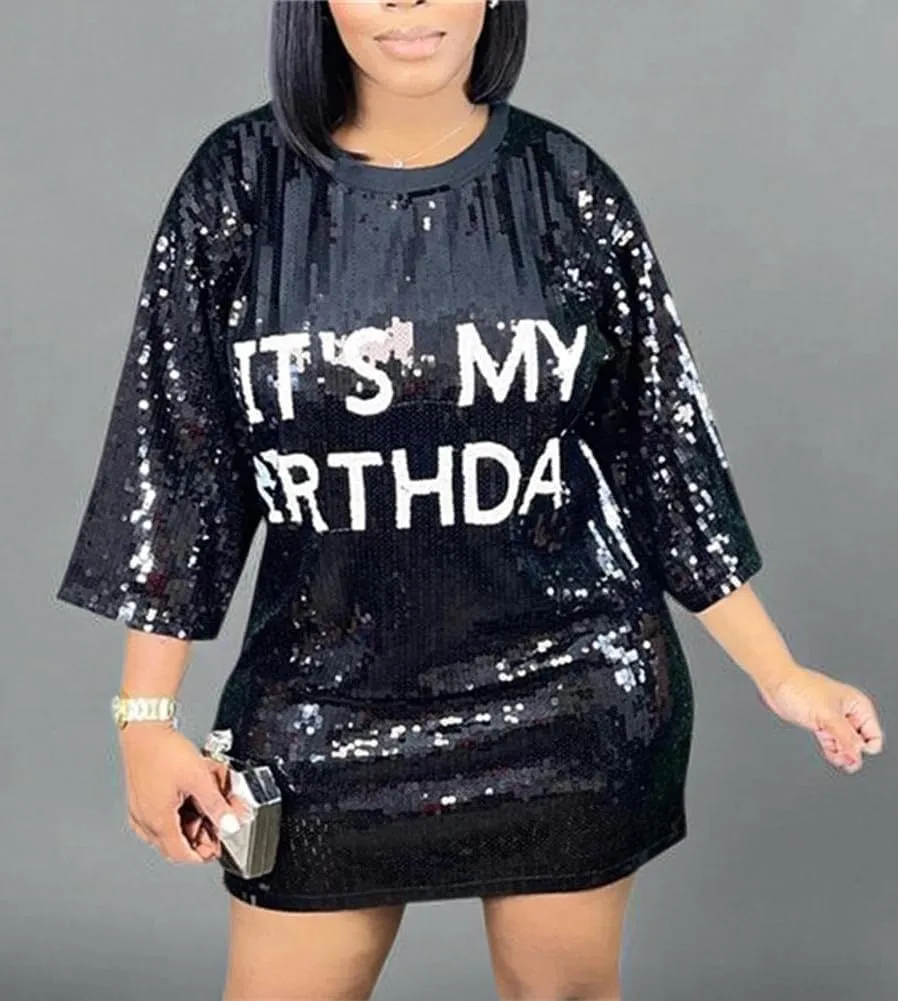 cu4eve Sequin T Shirt Dress for Women, Women's Summer Sparkly Glitter Short Sleeve Midi T-Shirt Dress Plus Size Loose Blouse