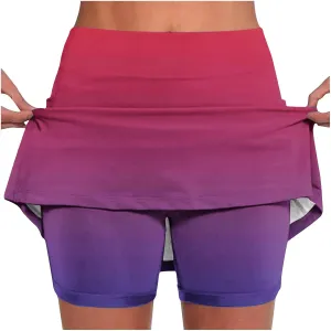 DDAPJ pyju Women's Gradient Athletic Skorts 2025 Trendy Summer High Waist Shorts Plus Size Tennis Skirts with Shorts