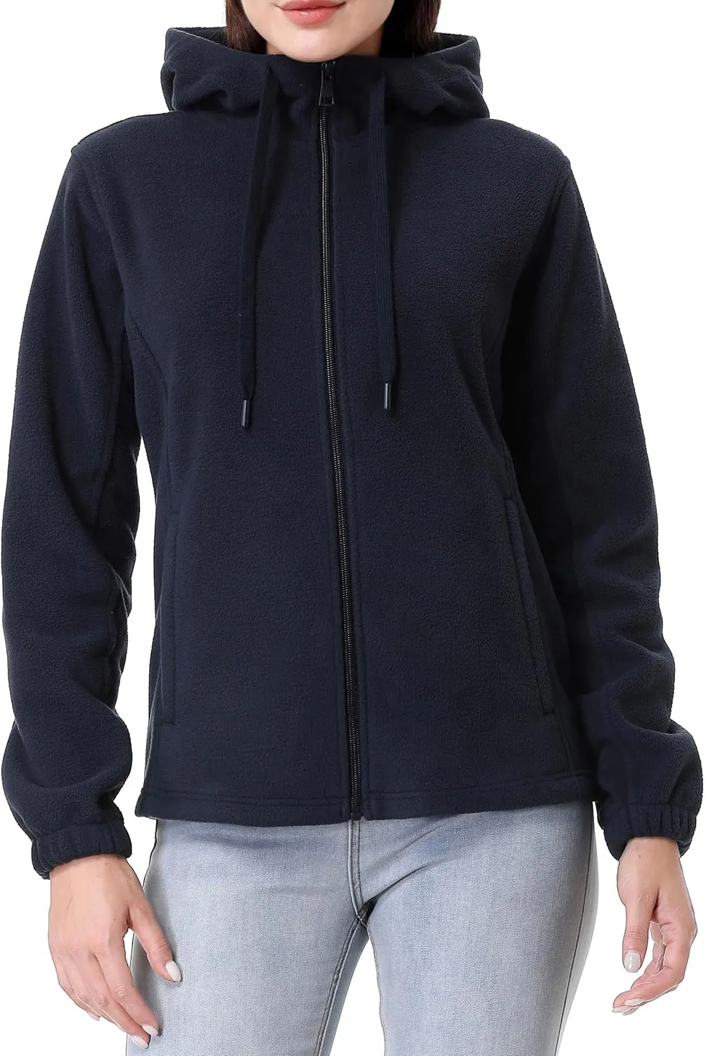 GIMECEN Women's Soft Polar Fleece Jacket Full Zip Hoodies Long Sleeve Sweatshirts Casual Hooded Outerwear