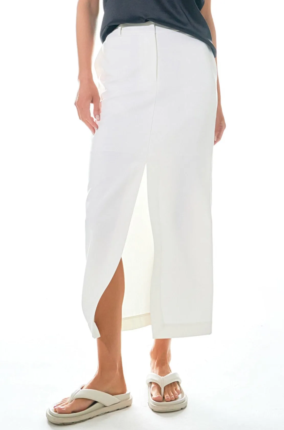 Grey Lab - Mid-Waisted Front Slit Maxi Skirt