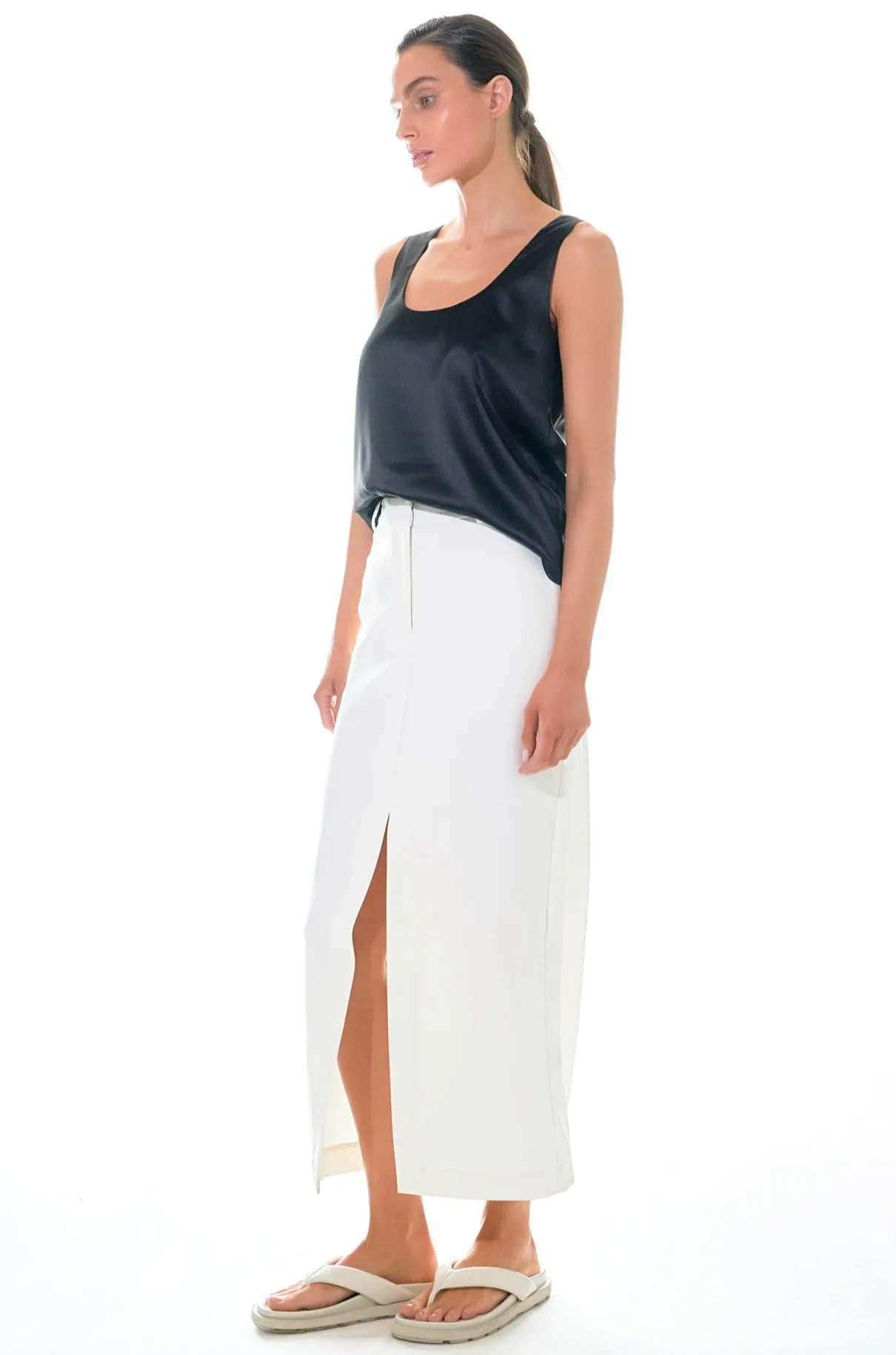 Grey Lab - Mid-Waisted Front Slit Maxi Skirt