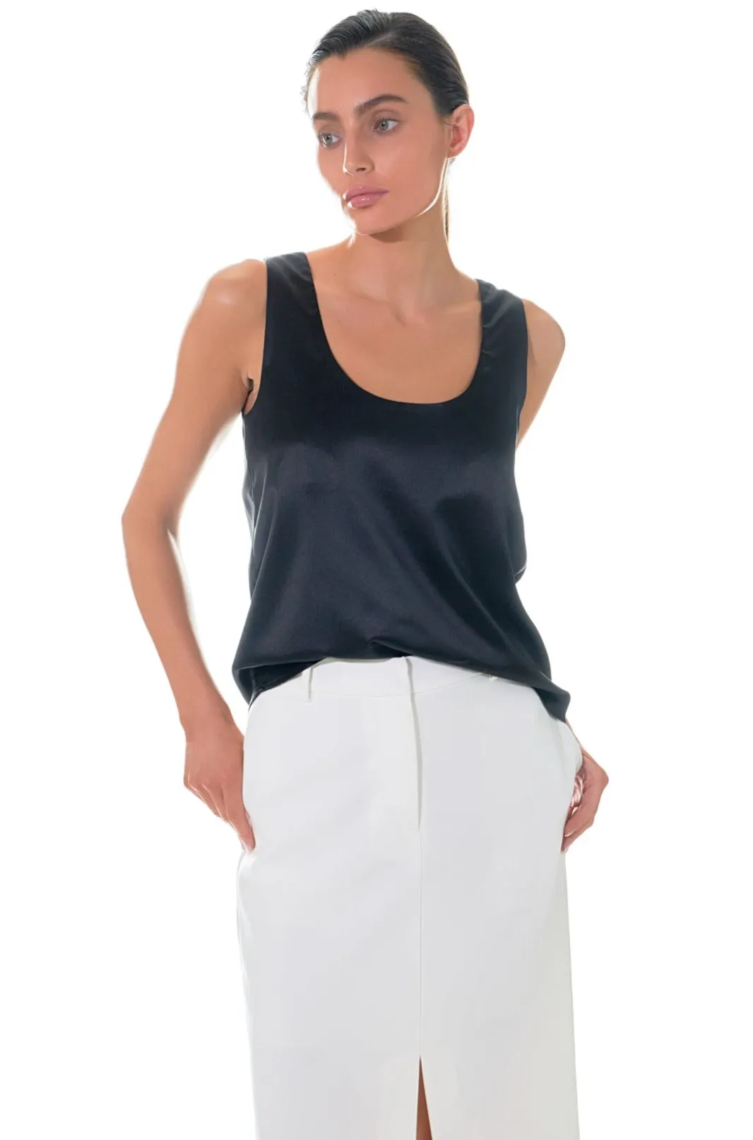 Grey Lab - Mid-Waisted Front Slit Maxi Skirt