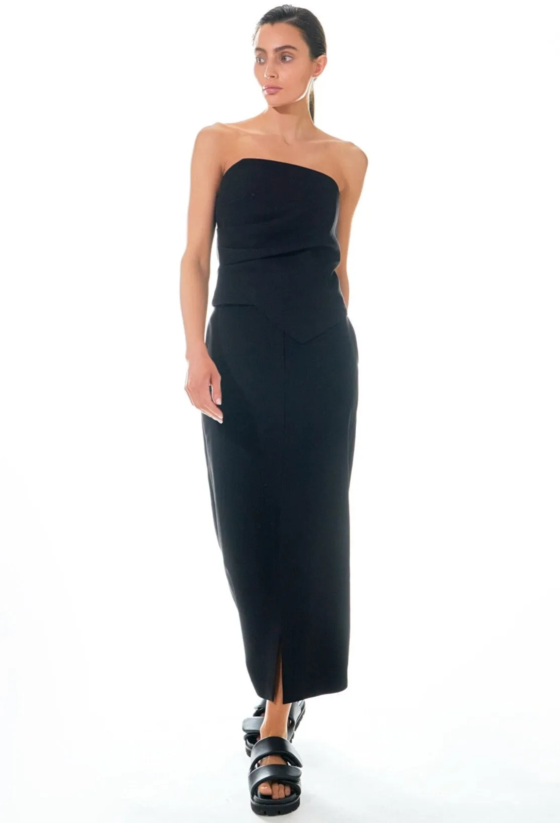 Grey Lab - Mid-Waisted Front Slit Maxi Skirt