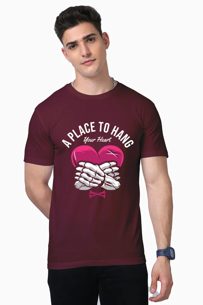 Half Sleeves T-Shirts printed with "A Place to Hang Your Hearts"