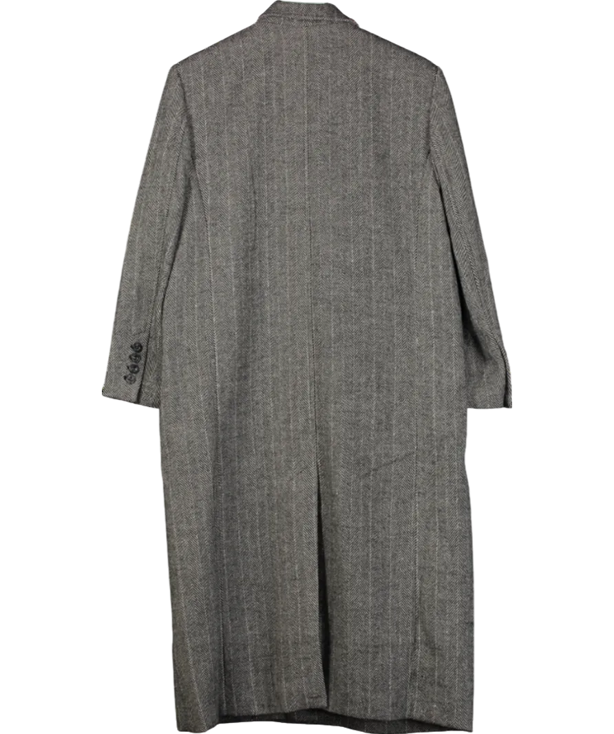H&M Grey Herringbone Double-breasted Coat UK S