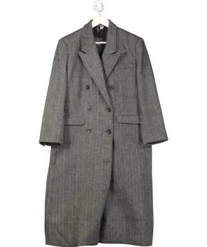 H&M Grey Herringbone Double-breasted Coat UK S