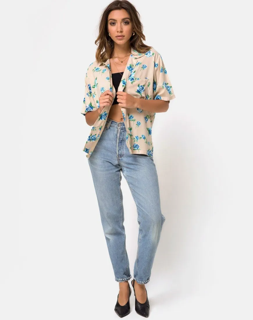 Hawaiian Shirt in Rose Blossom Blue
