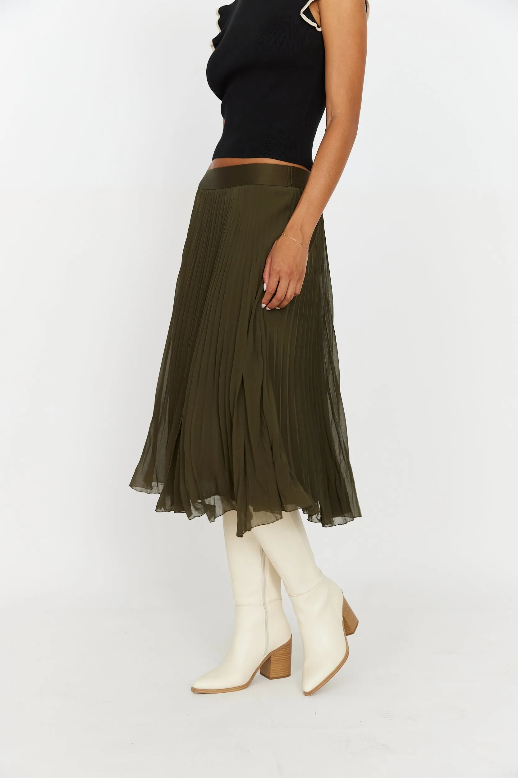 Hayes Pleated Midi Skirt