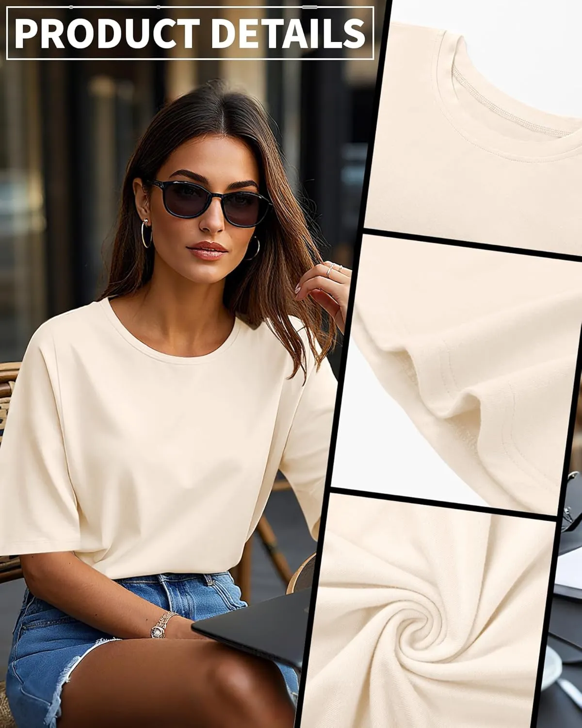 Huukeay 3 Pcs Womens Half Sleeve Top Elbow Length T Shirt Women Round Neck Basic T Shirt Summer Casual Blouses