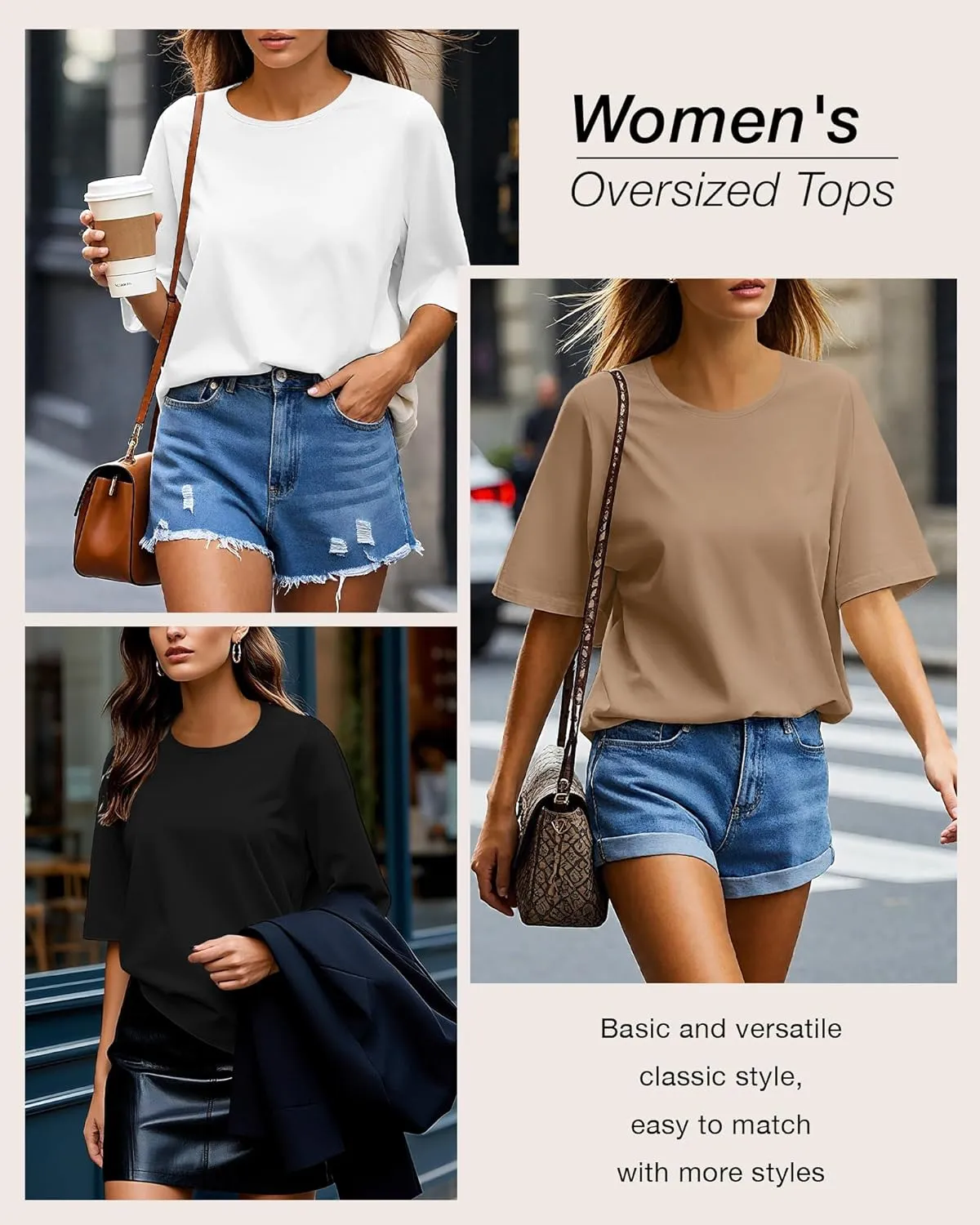 Huukeay 3 Pcs Womens Half Sleeve Top Elbow Length T Shirt Women Round Neck Basic T Shirt Summer Casual Blouses