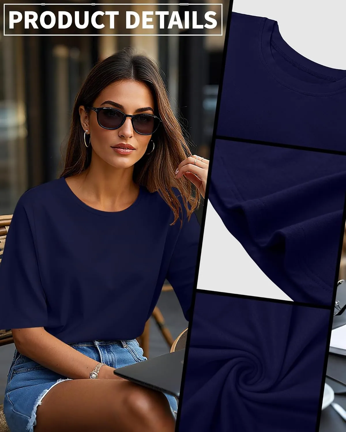 Huukeay 3 Pcs Womens Half Sleeve Top Elbow Length T Shirt Women Round Neck Basic T Shirt Summer Casual Blouses
