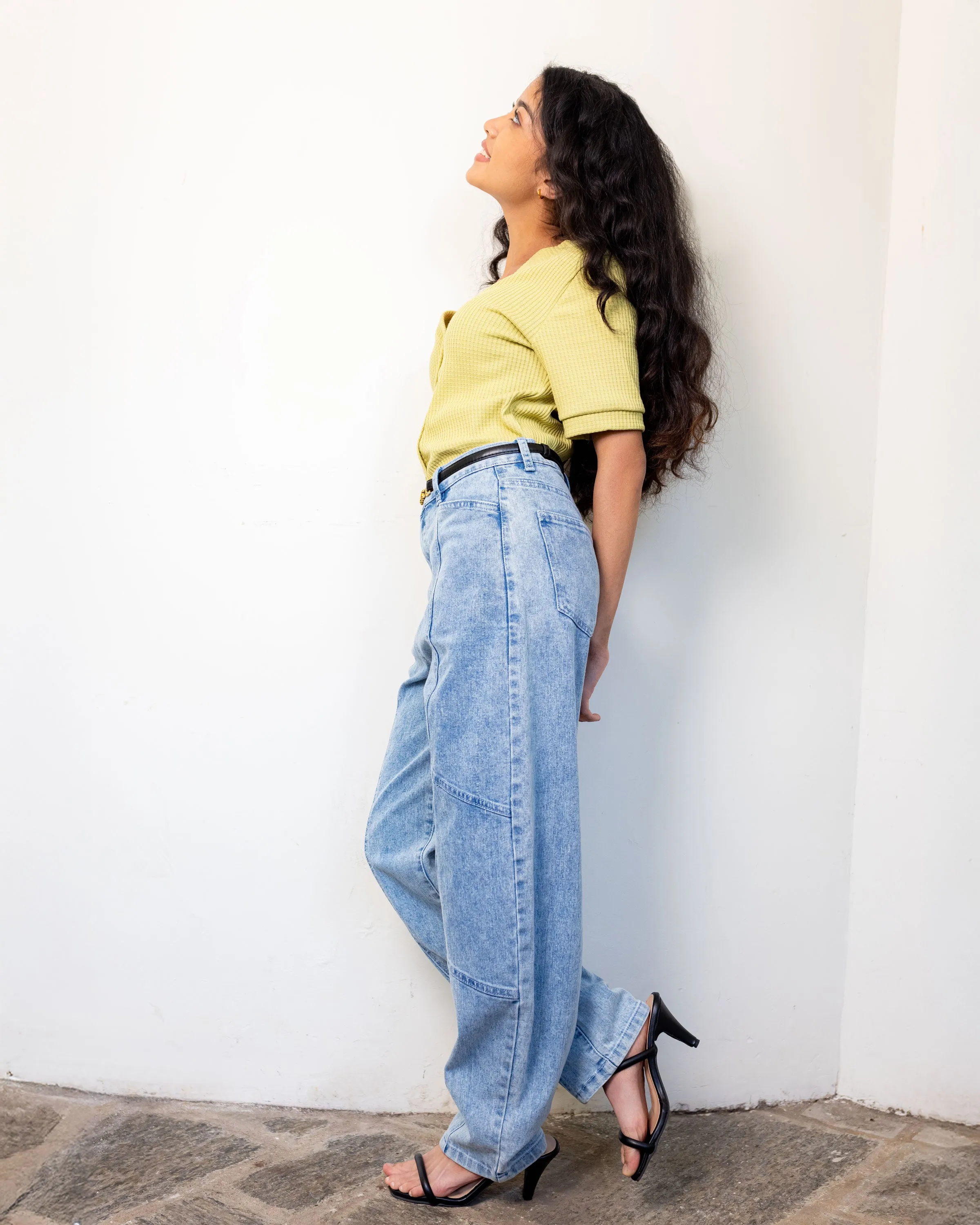 Kai Knitted Workwear Top - Lemon