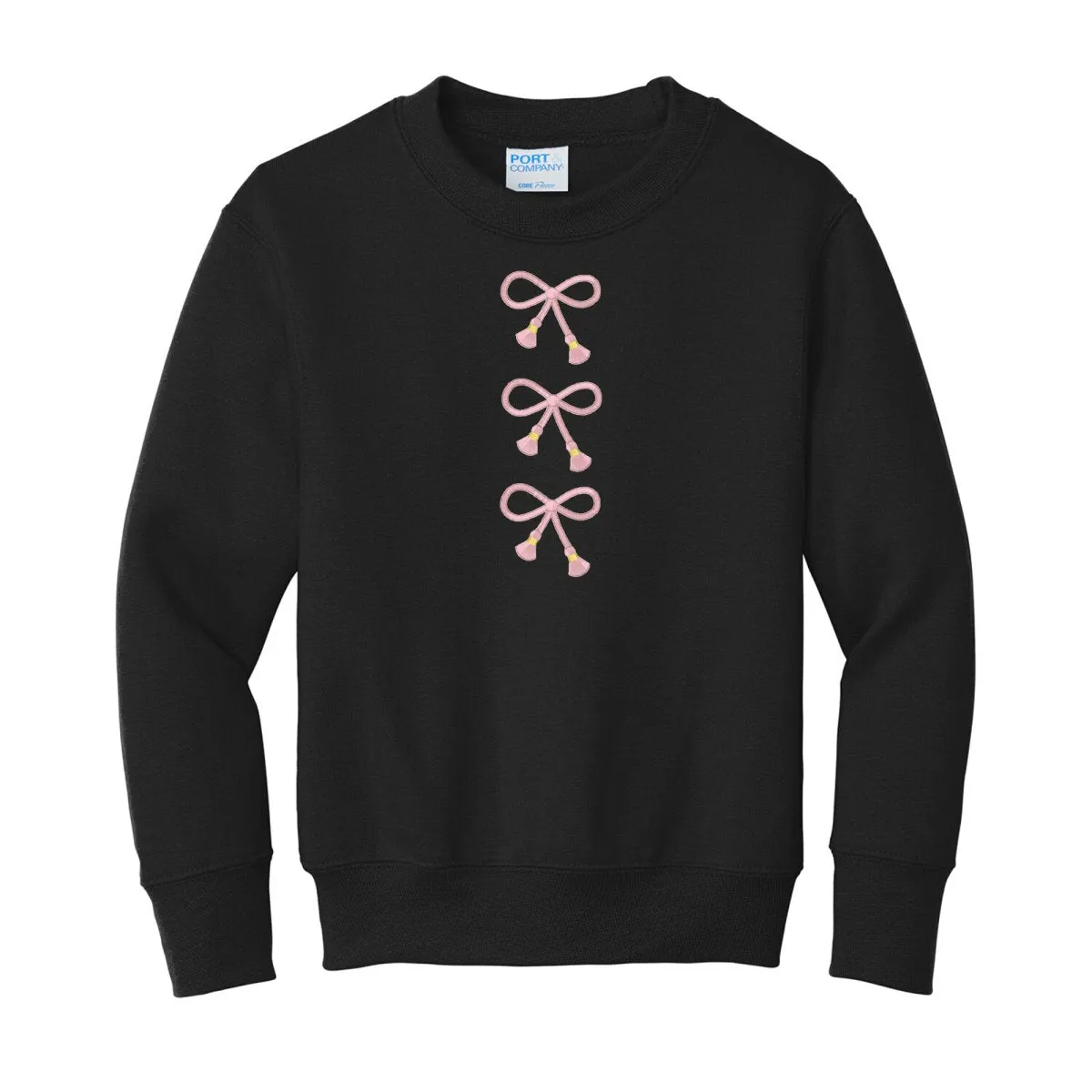 Kids Embroidered Tasseled 'Bows' Sweatshirt