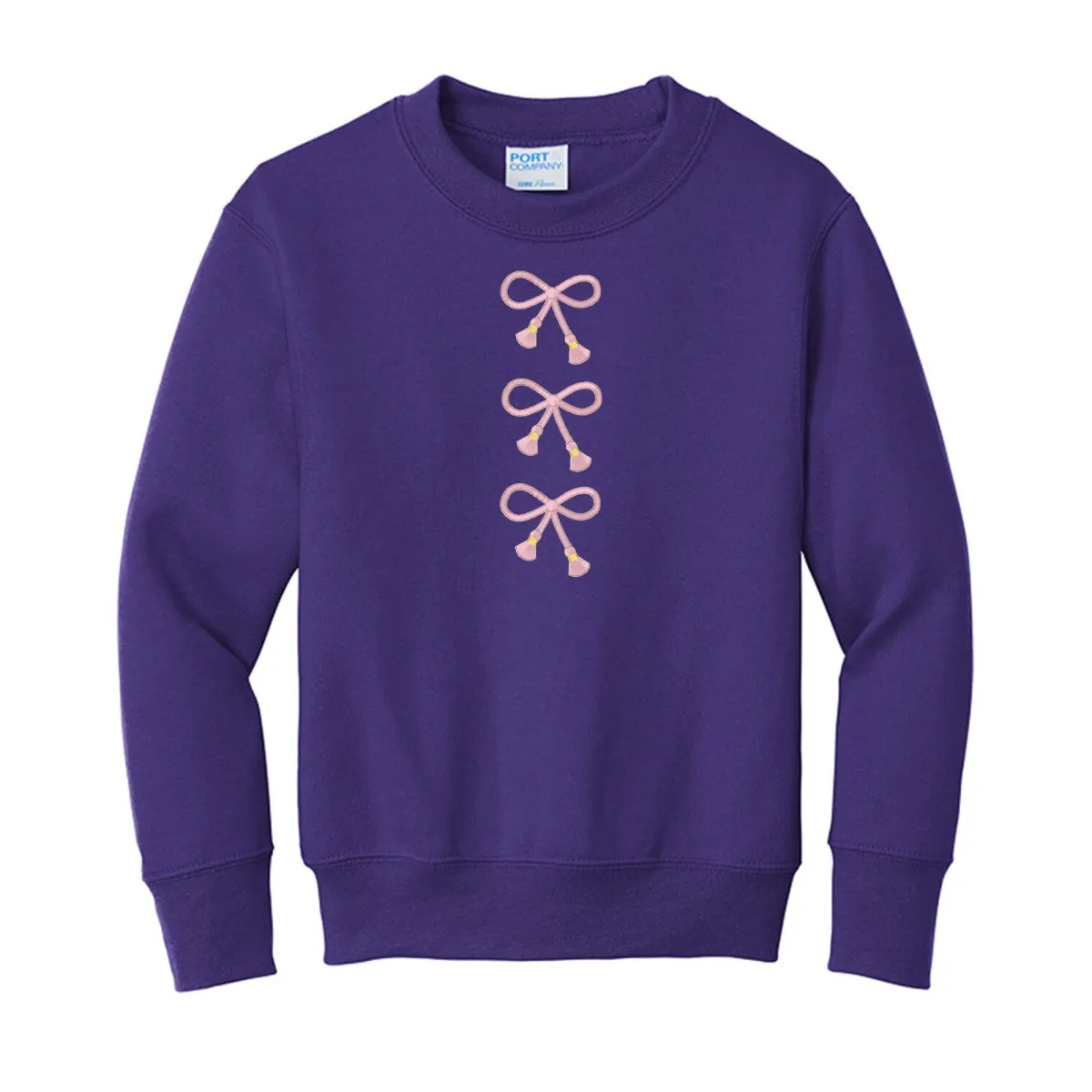 Kids Embroidered Tasseled 'Bows' Sweatshirt