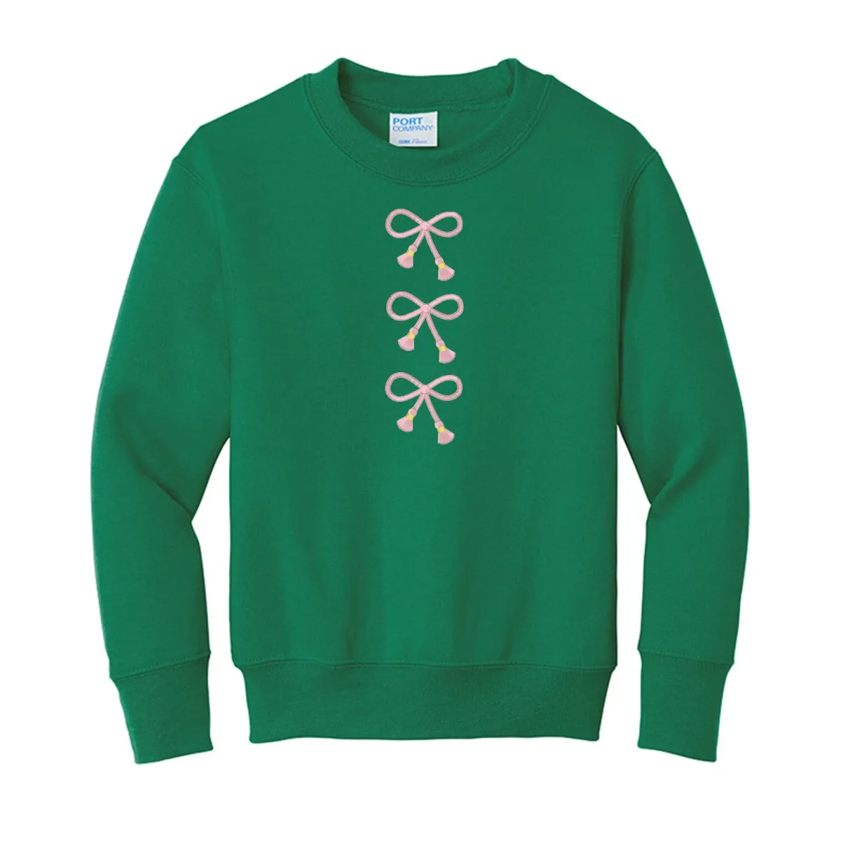 Kids Embroidered Tasseled 'Bows' Sweatshirt