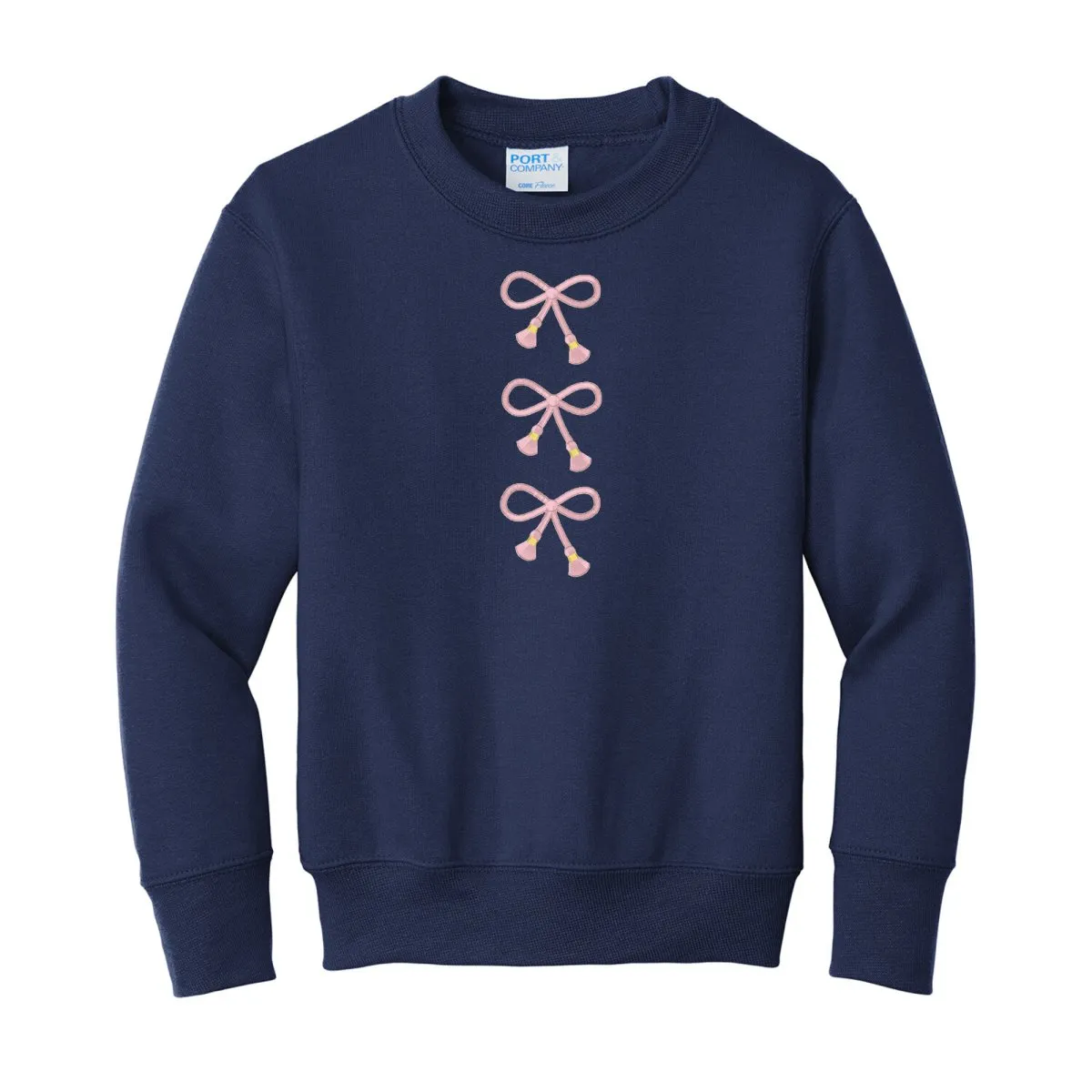 Kids Embroidered Tasseled 'Bows' Sweatshirt