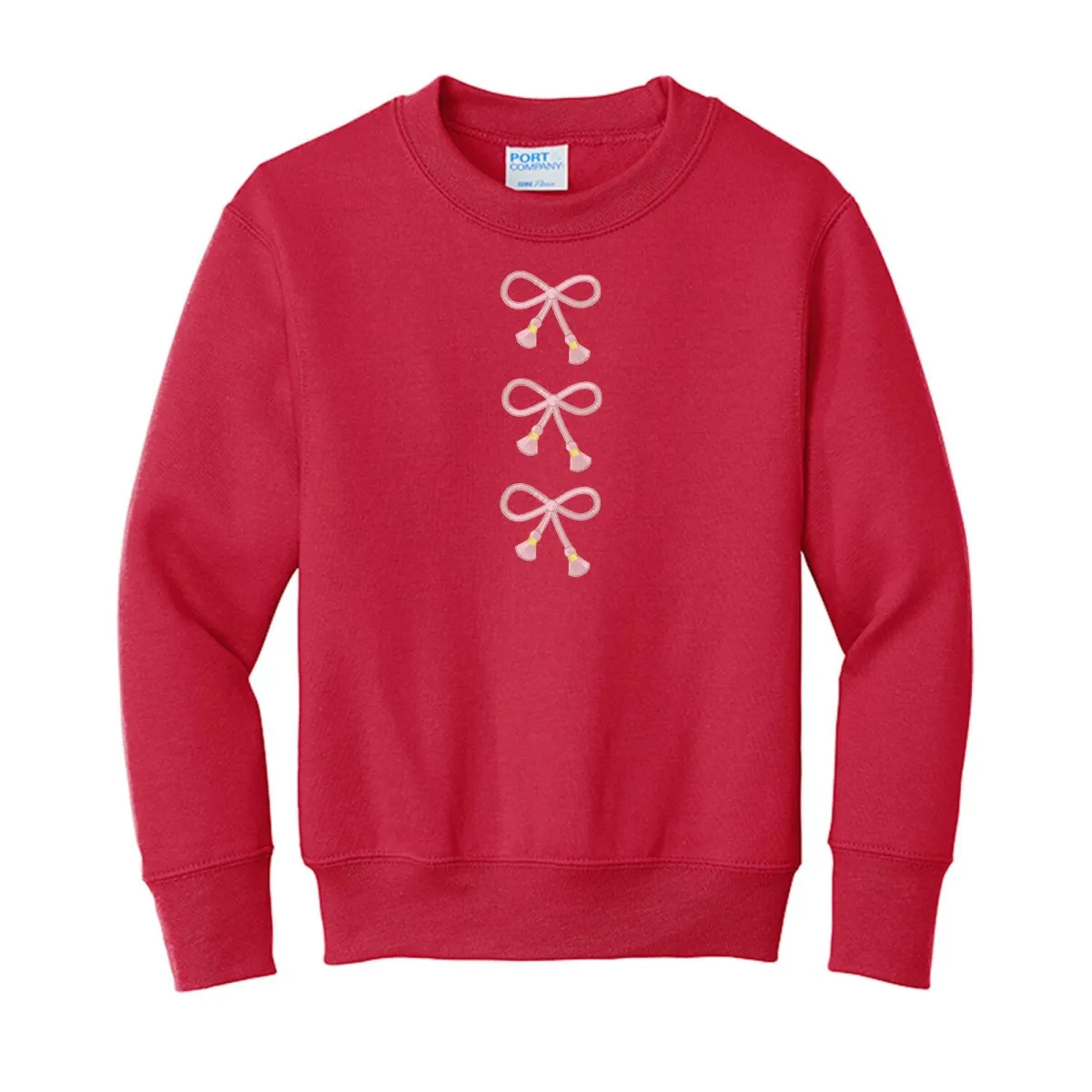 Kids Embroidered Tasseled 'Bows' Sweatshirt