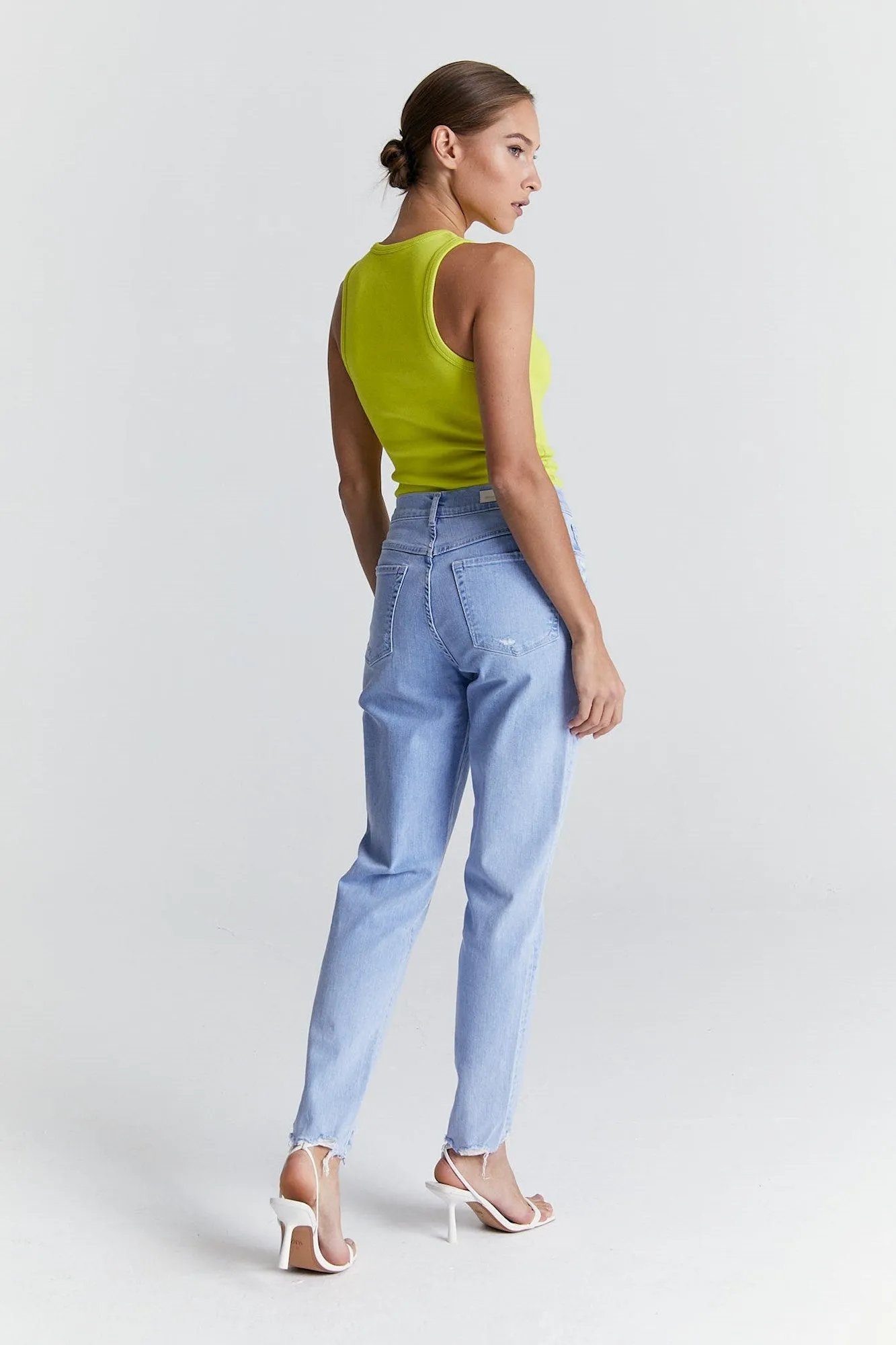 Lynn Mid Waist 5 Pocket Pants Bright Blue