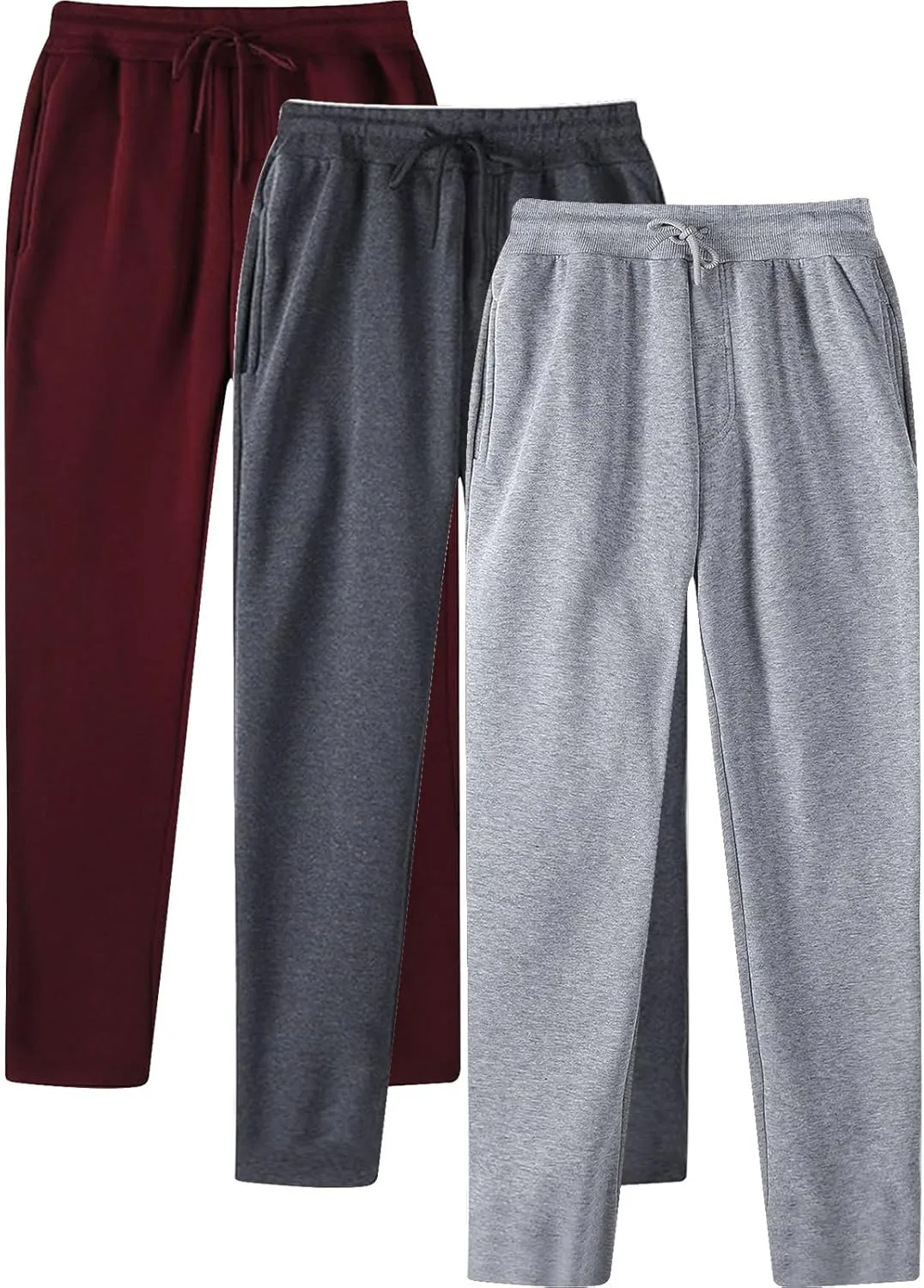 Mens 3 Pack Casual Jogger Pants Drawstring Waist Soft Sweatpants Slim Joggers for Men with Pockets Comfort Daily