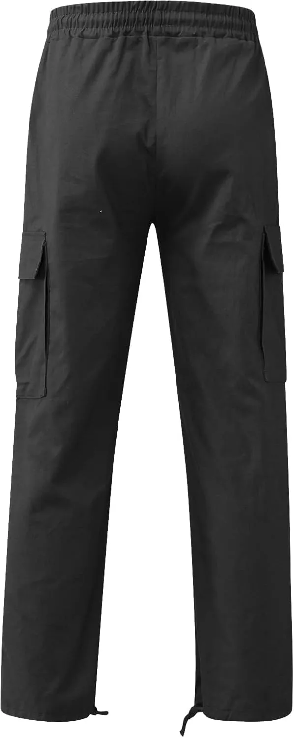 Mens Causal Cargo Pants Sports Pants Trousers Hiking Joggers Loose Fit Classic Comfy Soft Pants with Multi-Pocket