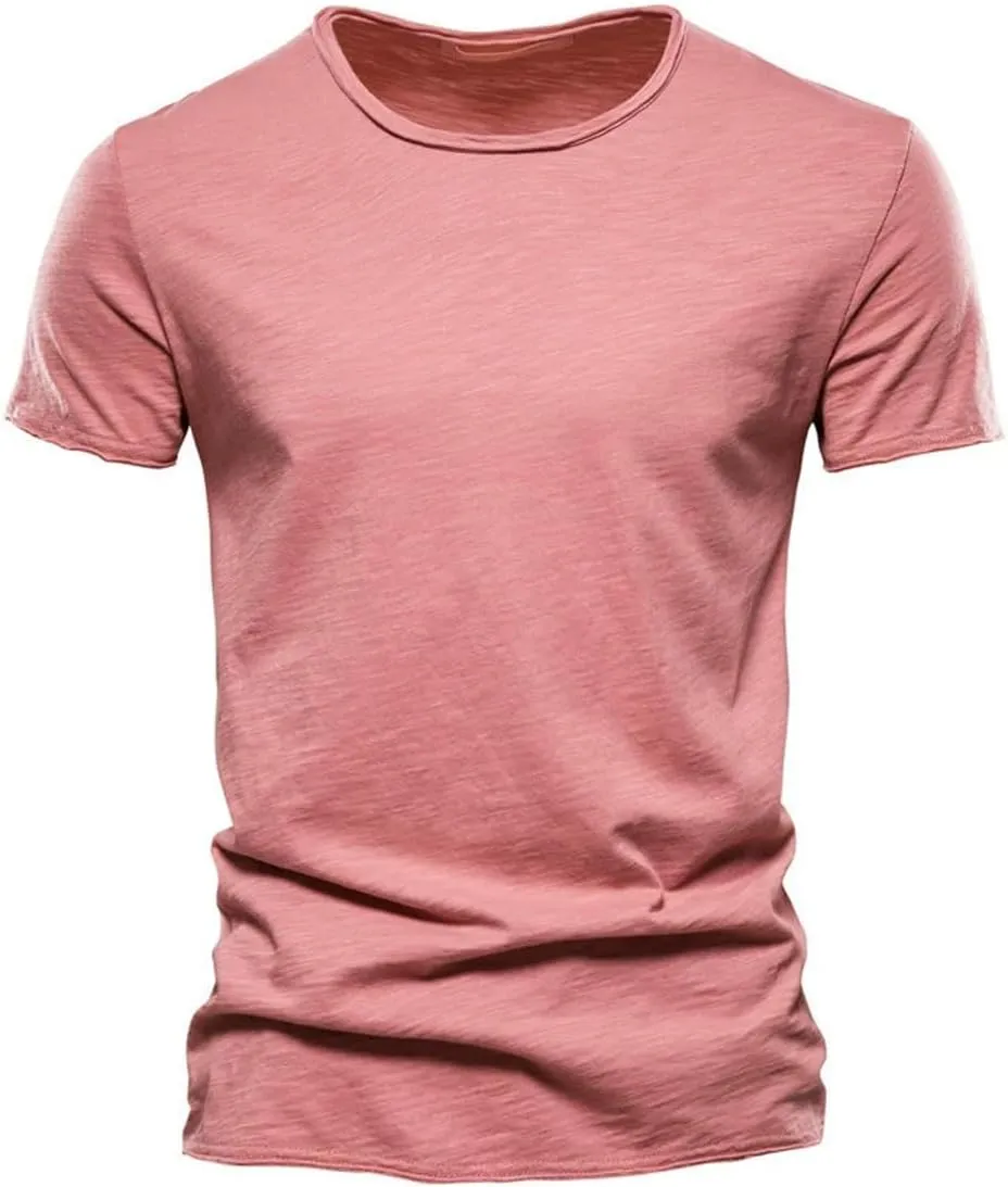 Mens Crew Neck T Shirt Short Sleeve Casual Summer Basic Tee Muscle Slim Fit Workout T-Shirt
