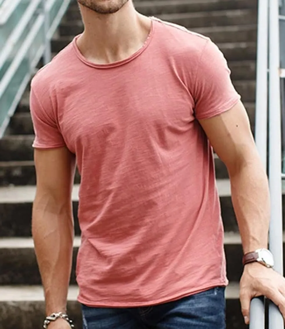 Mens Crew Neck T Shirt Short Sleeve Casual Summer Basic Tee Muscle Slim Fit Workout T-Shirt