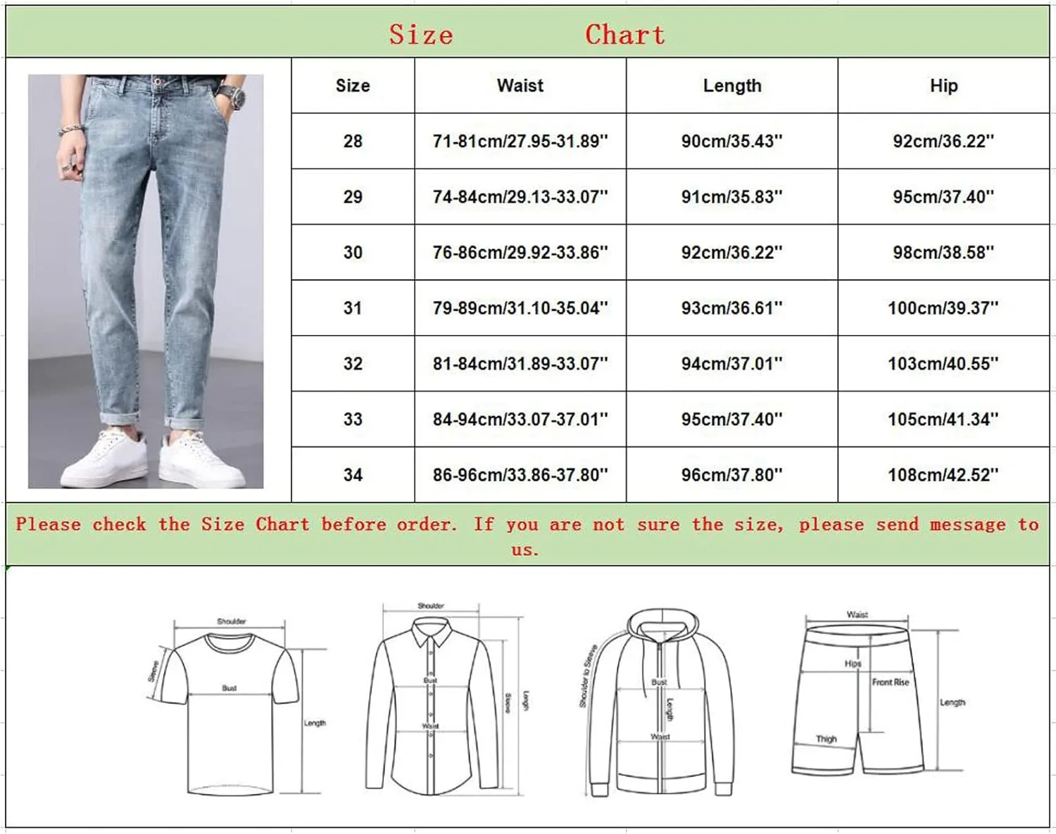Men's Fashion Slim Fit Denim Pants Chino Super-Soft Stretch Hipster Hip Hop Streetwear Casual Hiking Travel Jean Sweatpant
