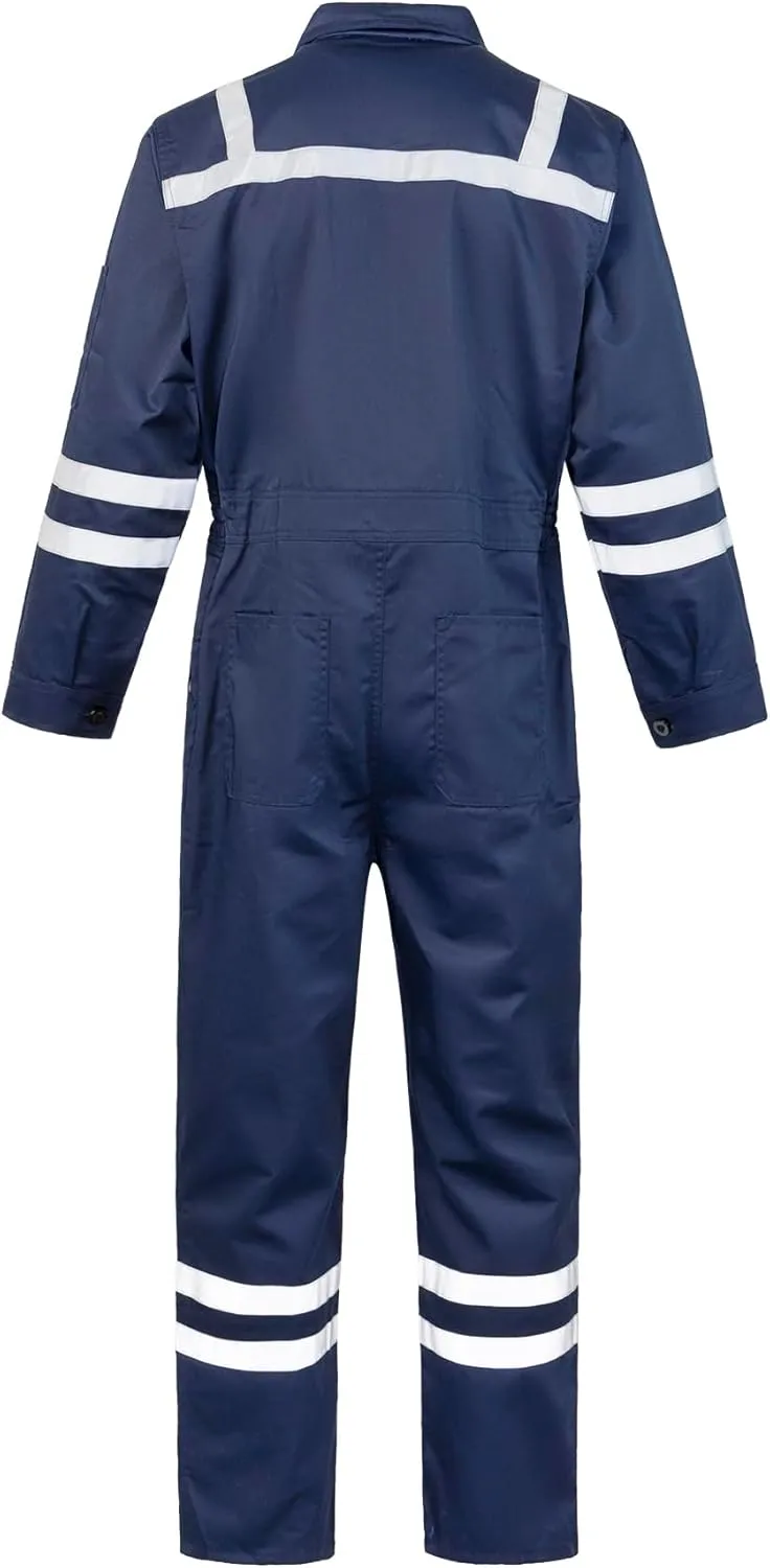 Men's Work Coverall High Visibility Overalls Mechanics Coveralls Workwear Jumpsuit with Multi Pockets