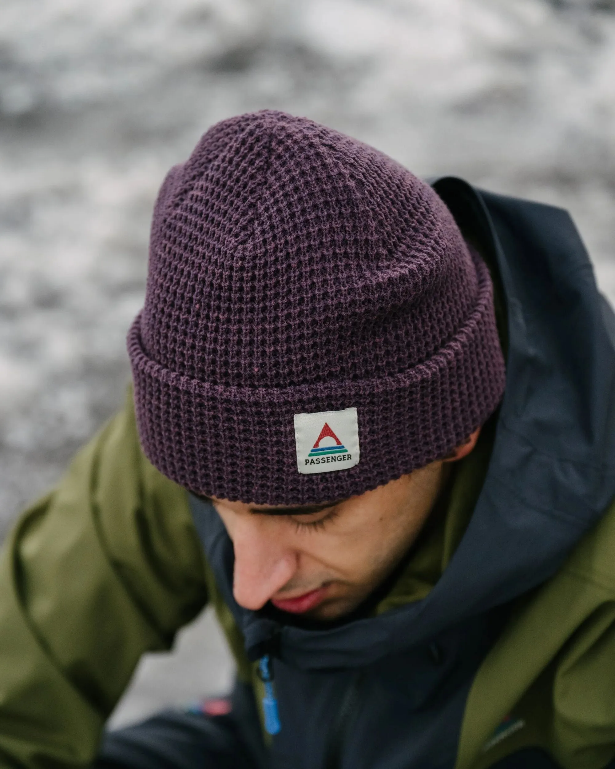 Moss Recycled Double Layer Waffle Beanie - Deep Plum